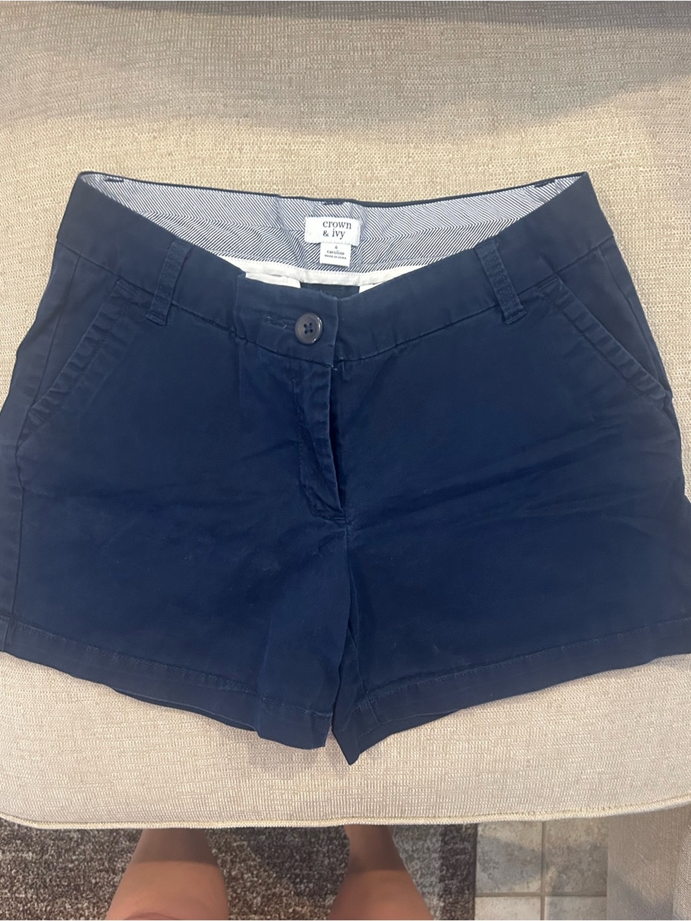 crown & ivy Navy Casual Chino Bermuda Shorts